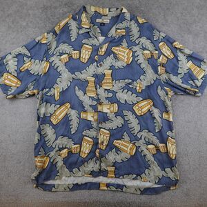 Tommy Bahama Shirt Mens XL Multicolor Hawaiian Bongo Drums AOP Short Sleeve Silk
